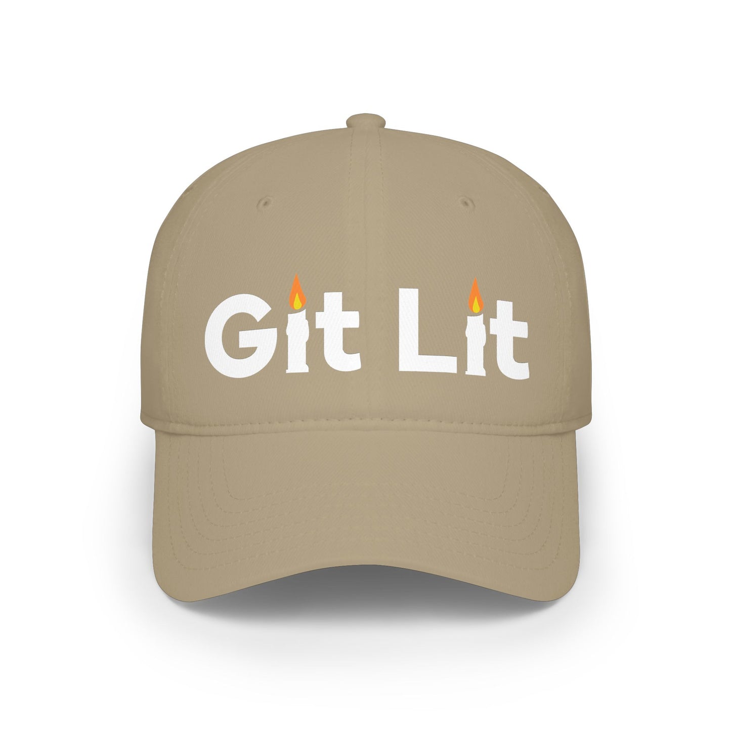Git Lit Red Baseball Cap — 'Git Lit' Flame Embroidered Low Profile Hat