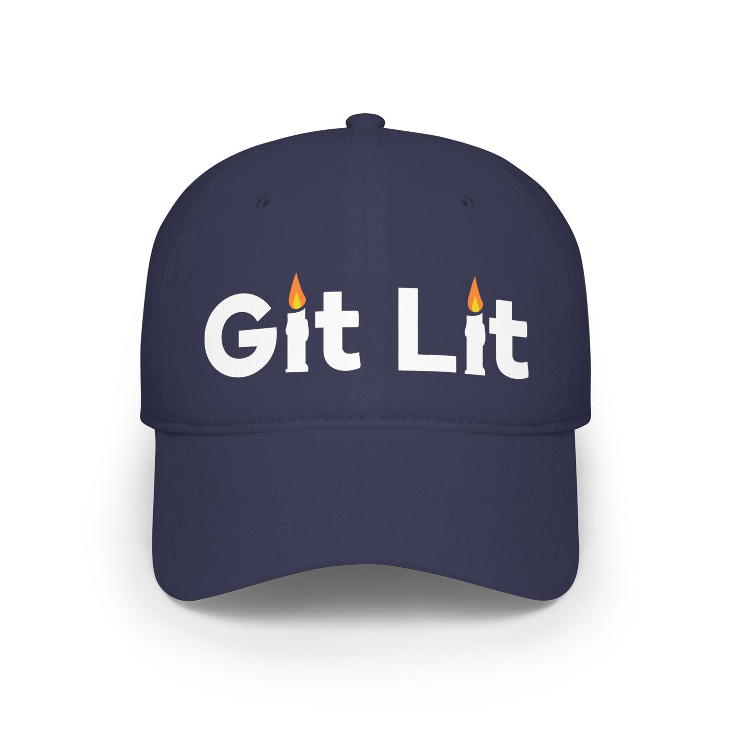 Git Lit Red Baseball Cap — 'Git Lit' Flame Embroidered Low Profile Hat