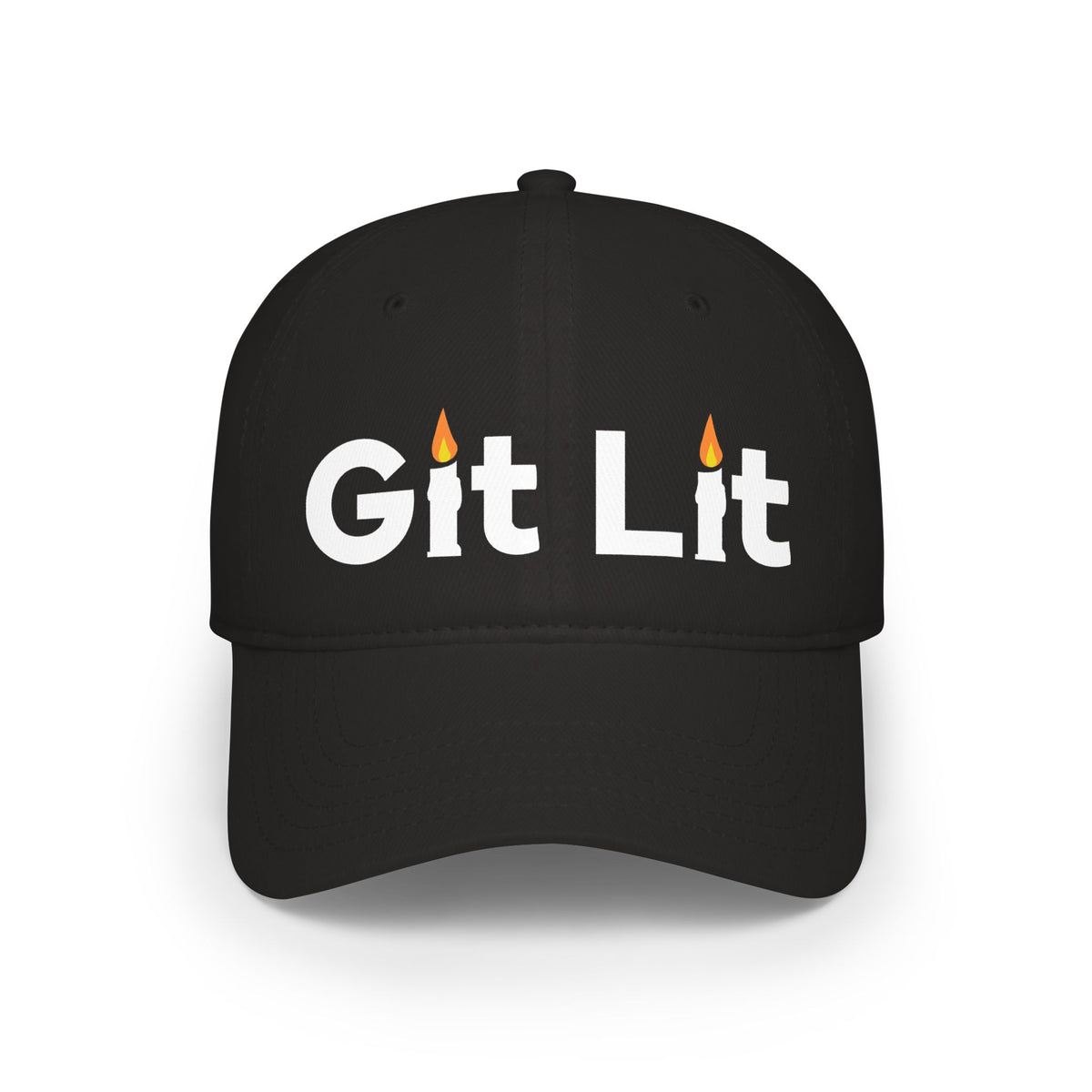 Git Lit Red Baseball Cap — 'Git Lit' Flame Embroidered Low Profile Hat