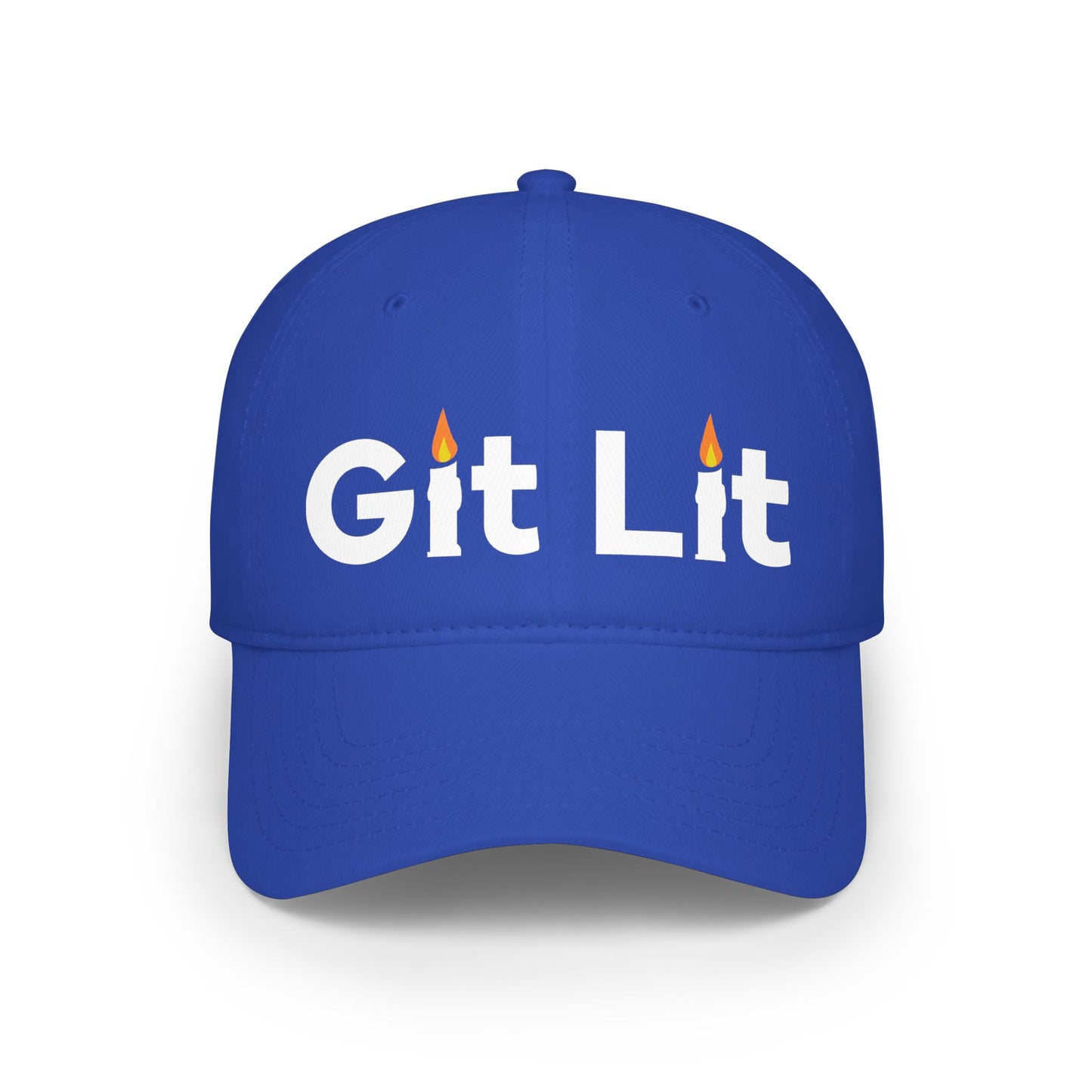 Git Lit Red Baseball Cap — 'Git Lit' Flame Embroidered Low Profile Hat