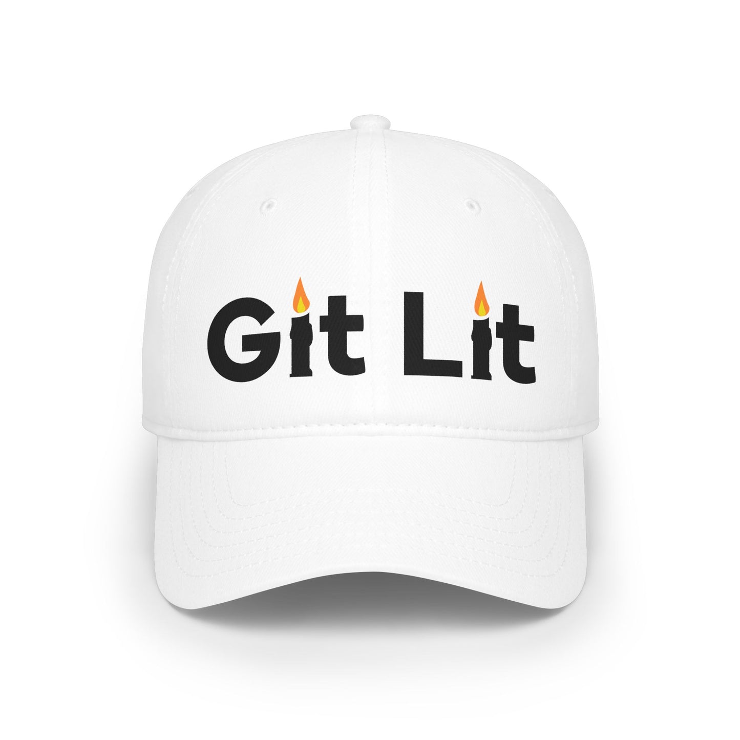 Git Lit Red Baseball Cap — 'Git Lit' Flame Embroidered Low Profile Hat