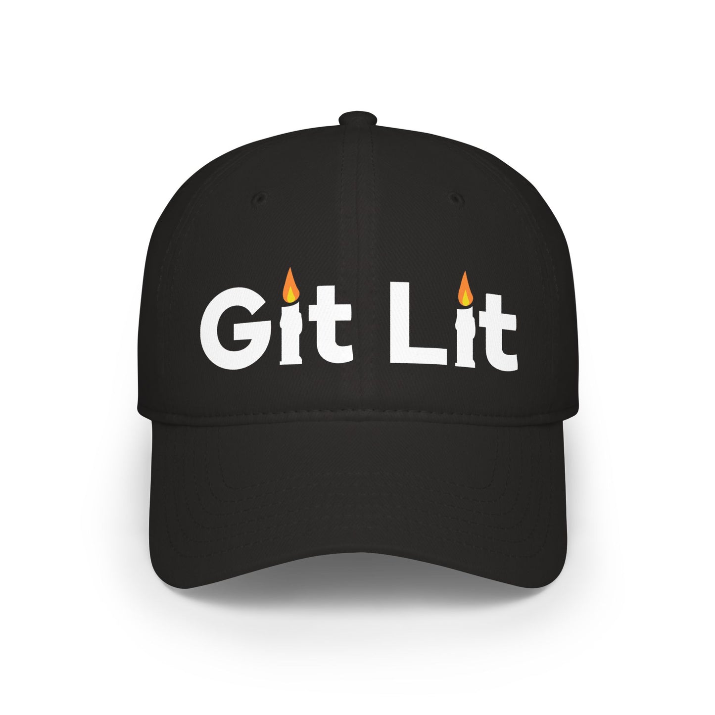 Git Lit Red Baseball Cap — 'Git Lit' Flame Embroidered Low Profile Hat