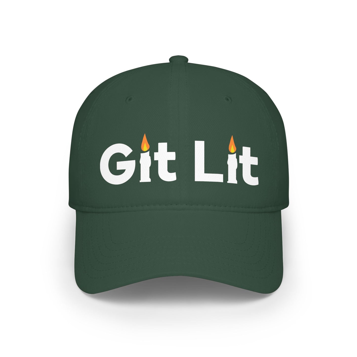 Git Lit Red Baseball Cap — 'Git Lit' Flame Embroidered Low Profile Hat
